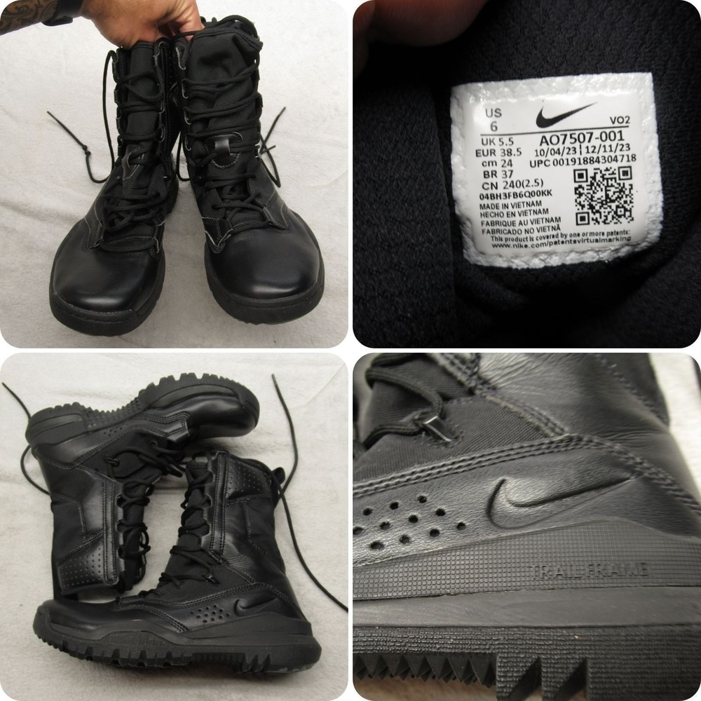 Nike Shoes Mens 6 Triple Black Lace-Up Trail Frame Special Field Boots NWD
